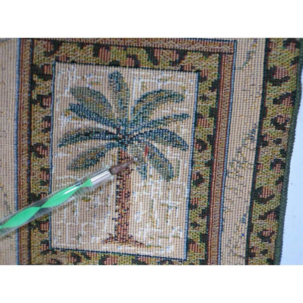 vtg‎ Palm Tree Tapestry Placemats Six Tropical Bombay BeachCore Green trim READ